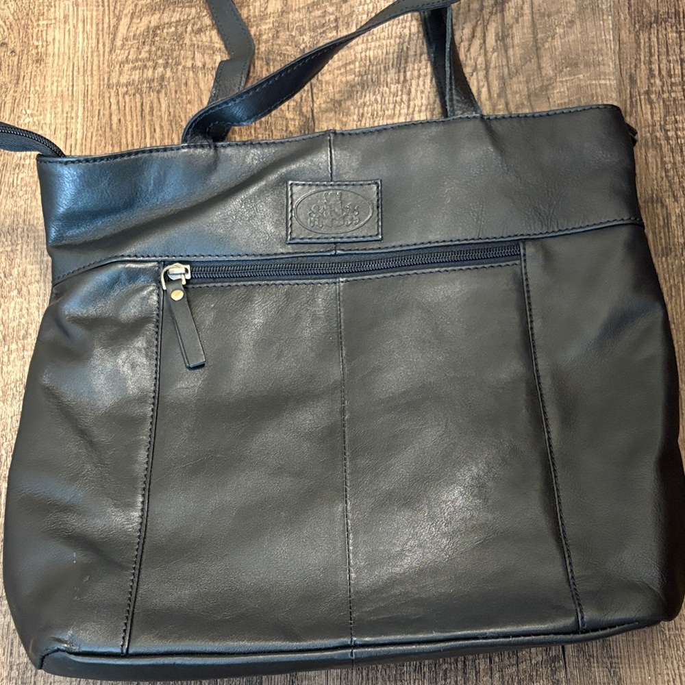 Rowallan Black Leather Shoulder Bag